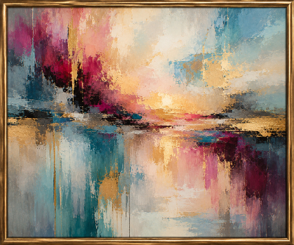 Framed Abstract Sunset Reflection.